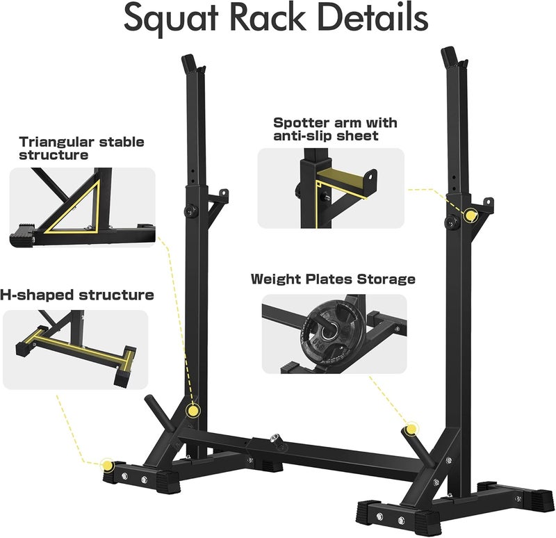 CANPA Adjustable Squat Rack Stand Multi-Function Barbell Rack Weight Lifting Gym Dumbbell Racks Home Gym Bench Press Rack Dumbbell Racks Stands 600Lbs - Image 2
